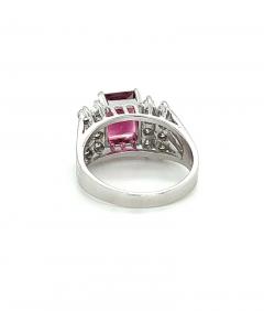 3 Carat Radiant Cut Vivid Pink Purple Tourmaline and Diamond Platinum Ring - 3519150