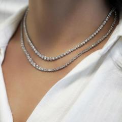 3 Carat Round Diamond Platinum Graduated Tennis Necklace - 3919036