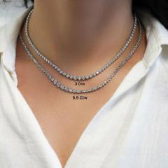 3 Carat Round Diamond Platinum Graduated Tennis Necklace - 3919086