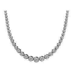 3 Carat Round Diamond Platinum Graduated Tennis Necklace - 3922687