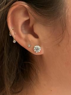3 Carat Total Lab Grown Diamond 3 Prong Martini Basket Stud Earrings - 3601639