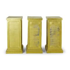 3 Contemporary Gold Painted Metal Square Pedestals - 4709353