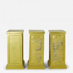 3 Contemporary Gold Painted Metal Square Pedestals - 4709413