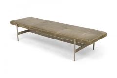 3 Contemporary Sage Green Gray Leather and Metal Rectangular Benches - 4171439