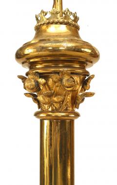 3 English Renaissance Style Brass Jeweled Altar Candlesticks - 4200058