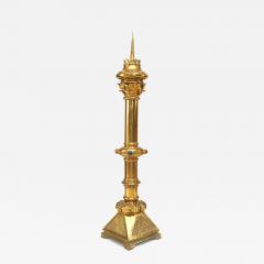 3 English Renaissance Style Brass Jeweled Altar Candlesticks - 4260707
