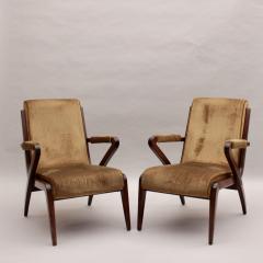 3 Fine French 1960s Mahogany Armchairs - 4610483
