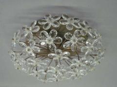 3 Italian Mid Century Modern Murano Glass Crystal Floral Flush Mount Fixtures - 1830073