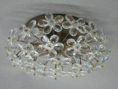3 Italian Mid Century Modern Murano Glass Crystal Floral Flush Mount Fixtures - 1830075