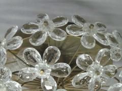 3 Italian Mid Century Modern Murano Glass Crystal Floral Flush Mount Fixtures - 1830079