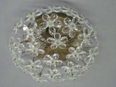 3 Italian Mid Century Modern Murano Glass Crystal Floral Flush Mount Fixtures - 1830082