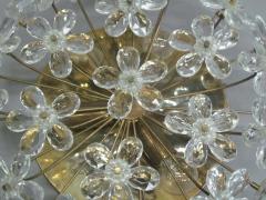 3 Italian Mid Century Modern Murano Glass Crystal Floral Flush Mount Fixtures - 1830084