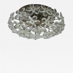 3 Italian Mid Century Modern Murano Glass Crystal Floral Flush Mount Fixtures - 1832956