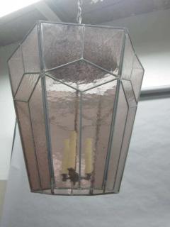 3 Italian Modern Neoclassical Leaded Rose Grey Glass Pendants Lanterns - 1759440