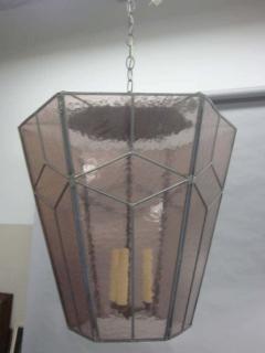 3 Italian Modern Neoclassical Leaded Rose Grey Glass Pendants Lanterns - 1759442
