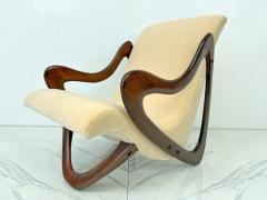 3 Legged Studio Craft Lounge Chair in Walnut and Mohair 1960s - 4004394