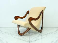 3 Legged Studio Craft Lounge Chair in Walnut and Mohair 1960s - 4004395