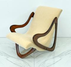 3 Legged Studio Craft Lounge Chair in Walnut and Mohair 1960s - 4004396