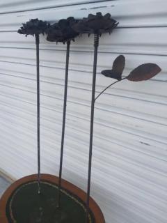 3 Metal Long Stem Roses - 3708245