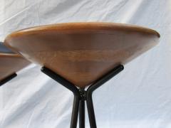 3 Oak and Wrought Iron Bar Stools Palm Springs 1960s - 774329