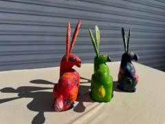 3 Oaxacan Hand Sculpted and Painted Rabbits - 4323247