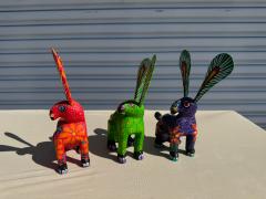 3 Oaxacan Hand Sculpted and Painted Rabbits - 4323250