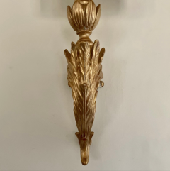 3 Pairs of Italian Neoclassical Giltwood Large Wall Lights with Shades - 4612936