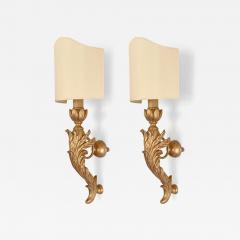 3 Pairs of Italian Neoclassical Giltwood Large Wall Lights with Shades - 4614558