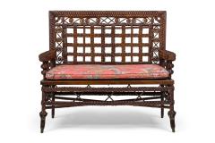 3 Piece American Victorian Braided Wicker Scroll and Lattice Design Seating Set - 4630503
