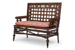 3 Piece American Victorian Braided Wicker Scroll and Lattice Design Seating Set - 4630504