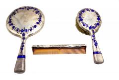 3 Piece English Arts and Crafts Silver Brush and Mirror Set - 4407726