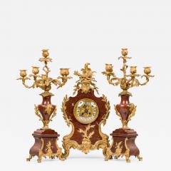 3 Piece French Louis XV Style Bronze Clock Set - 4297828