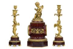 3 Piece French Louis XVI Mahogany Clock Set - 4322377