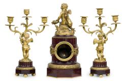 3 Piece French Louis XVI Mahogany Clock Set - 4322378