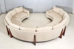 3 Piece Milo Baughman Circular Sectional Sofa w walnut for Thayer Coggin 1960 - 2852861