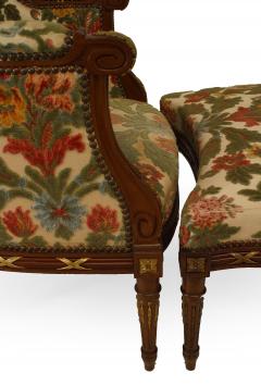 3 Piece Set of French Louis XVI Velvet Berg res - 4634504