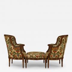 3 Piece Set of French Louis XVI Velvet Berg res - 4689750