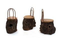 3 Rustic Continental Tree Trunk Side Chairs - 4669127