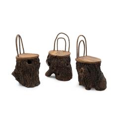 3 Rustic Continental Tree Trunk Side Chairs - 4734326