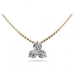 3 Stone Diamond Mini Triangle Pendant Necklace 14K White Gold - 3981812