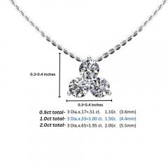 3 Stone Diamond Mini Triangle Pendant Necklace 14K White Gold - 3981814