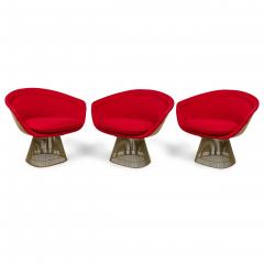 3 Warren Platner for Knoll International Mid Century Steel and Red Upholstery Lo - 4700332