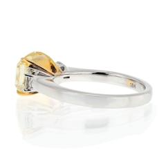 3 carat Radiant Cut Diamond Fancy Yellow GIA Three Stone Engagement Ring - 4406635