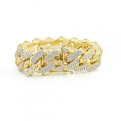 30 Carat Diamond 14K Yellow Gold Miami Cuban Link Chain Bracelet - 3861993