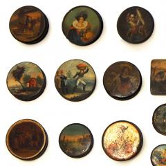 3009 Set of 24 Painted Papier Mache and Metal Snuff Boxes - 2512303