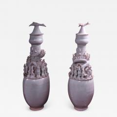 3070 Pair of Chinese Song Qingbai Porcelain Funerary Jars - 2510673