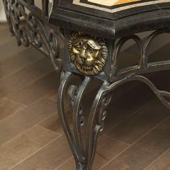 3107 Pietra Dura Marble Top Coffee Table on a Steel and Brass Base - 2497684