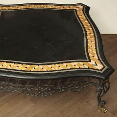 3107 Pietra Dura Marble Top Coffee Table on a Steel and Brass Base - 2497687