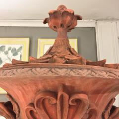 3214 Pair of Early 19th Century Neoclassical Terracotta Urns and Lids - 2512724