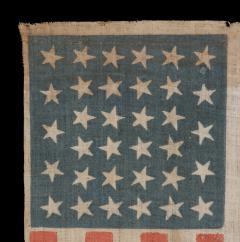 34 Stars In A Lineal Arrangement on a Antique American Parade Flag - 876286